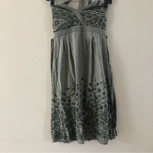 $139 Athleta Sage Green Print Halter Dress Sz XS